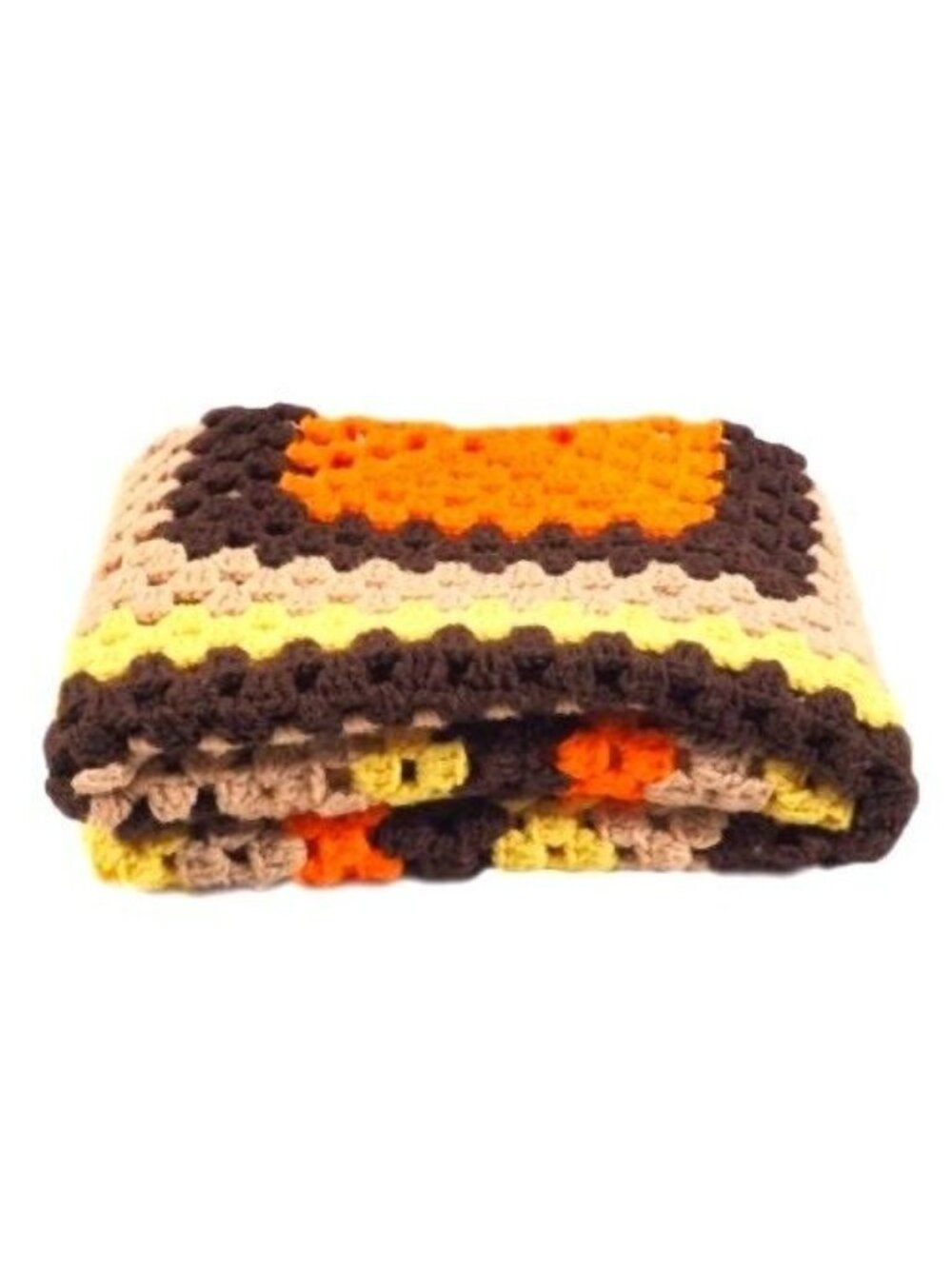 Vintage Hand Made Crochet Afghan Multi Color Blanket Throw 40" x 40" - Picture 4 of 5